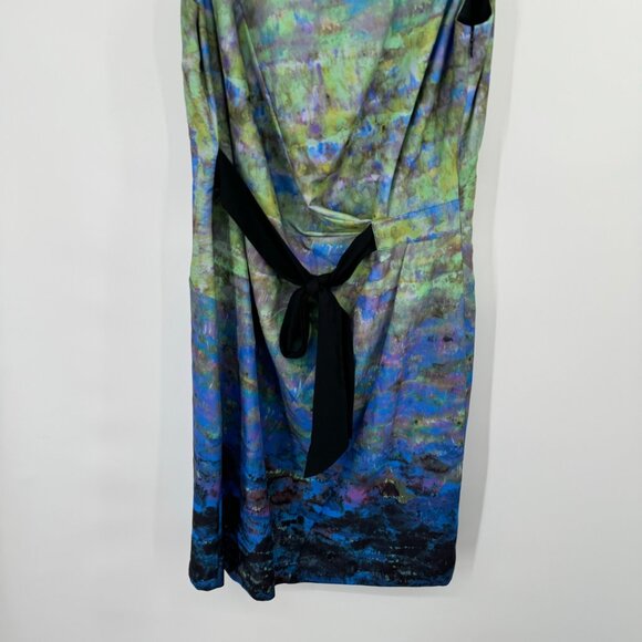 Maggy Boutique Suzi Chin Dress Size 14 Multicolor Sleeveless Belted Waist Polyes - Picture 7 of 10